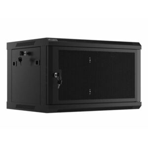 Fali szekrény 19 inch 6U 600x450 perforált ajtó (lapos csomag) fekete kép