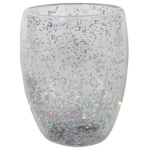 HIT duplafalú üvegpohár, konfetti, ezüst, 350 ml kép