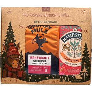Grumpy Mule Vánoční balíček High & Mighty Arabica zrnková káva 200 g a BIO vánoční kořeněný čaj 20 k kép