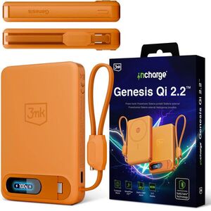 3MK Incharge Genesis Qi2, 10.000 mAh, 25W MagSafe + USB-C PD 45W, integrovaný kabel, oranžová kép