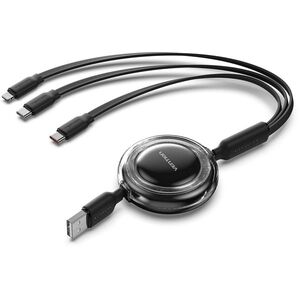 Vention USB 2.0 3in1 Retractable Cable 3, 5 A, 1, 1 m, Black kép