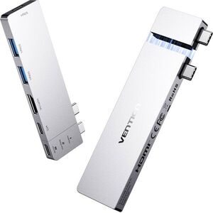 Vention USB-C*2 to HDMI/USB 3.2 Gen 1 Type-C/USB 3.0 *2/PD/Thunderbolt USB-C Plug-In Docking Station kép