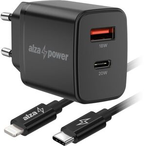 AlzaPower Compact A530 20W Fekete + Core Lightning MFi 1m - fekete kép