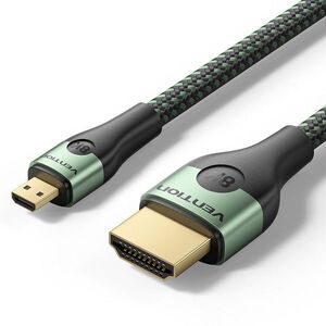 Vention Cotton Braided Ultra Thin HDMI-D Male to HDMI-A Male Cable 8K 2M Green Aluminum Alloy Type kép